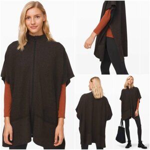 Lululemon Call Me‎ Cozy Wrap Shrug Poncho Heathered Black One Size Cotton Yak